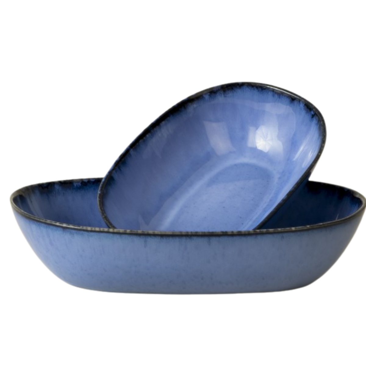 Auflaufform Keramik 2er Set blau – handgemachte Ofenform & Servierschalen | Amazonia Kollektion