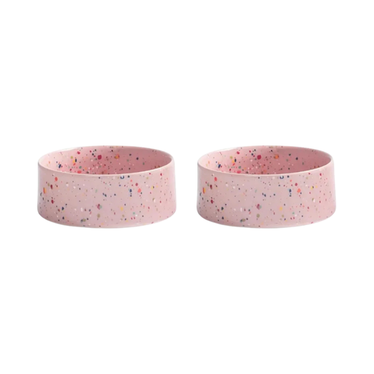Futternapf Keramik Haustier-Schüssel Set 2-teilig Pink