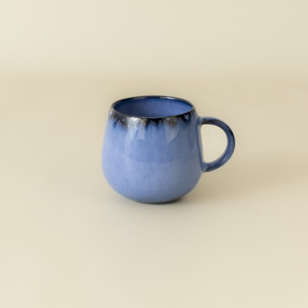 Keramik Kaffeetasse Amazonia groß Blau I Handgemachte Steingut Tasse 400 ml I 2 Stück