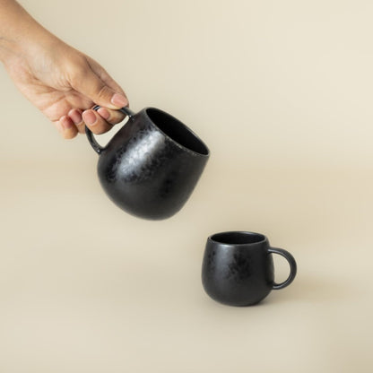 Black Stone Keramik Tasse groß Schwarz I 2 Stück