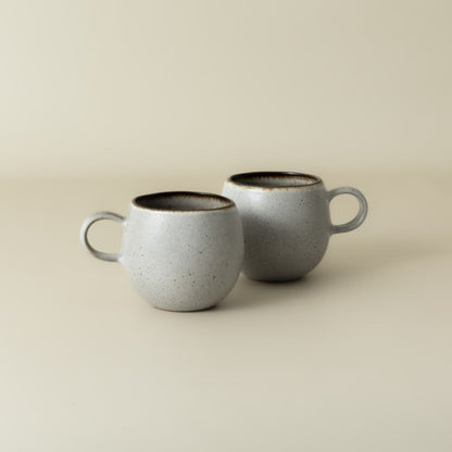 Keramik Kaffeetasse Sail groß Blau Weiß I Handgemachte Steingut Tasse 400 ml I 2 Stück