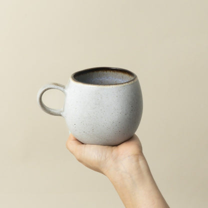 Keramik Kaffeetasse Sail groß Blau Weiß I Handgemachte Steingut Tasse 400 ml I 2 Stück