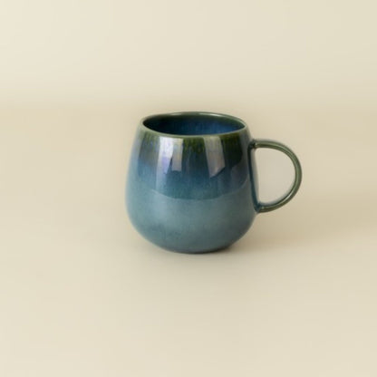 Keramik Kaffeetasse Amazonia groß Grün I Handgemachte Steingut Tasse 400 ml