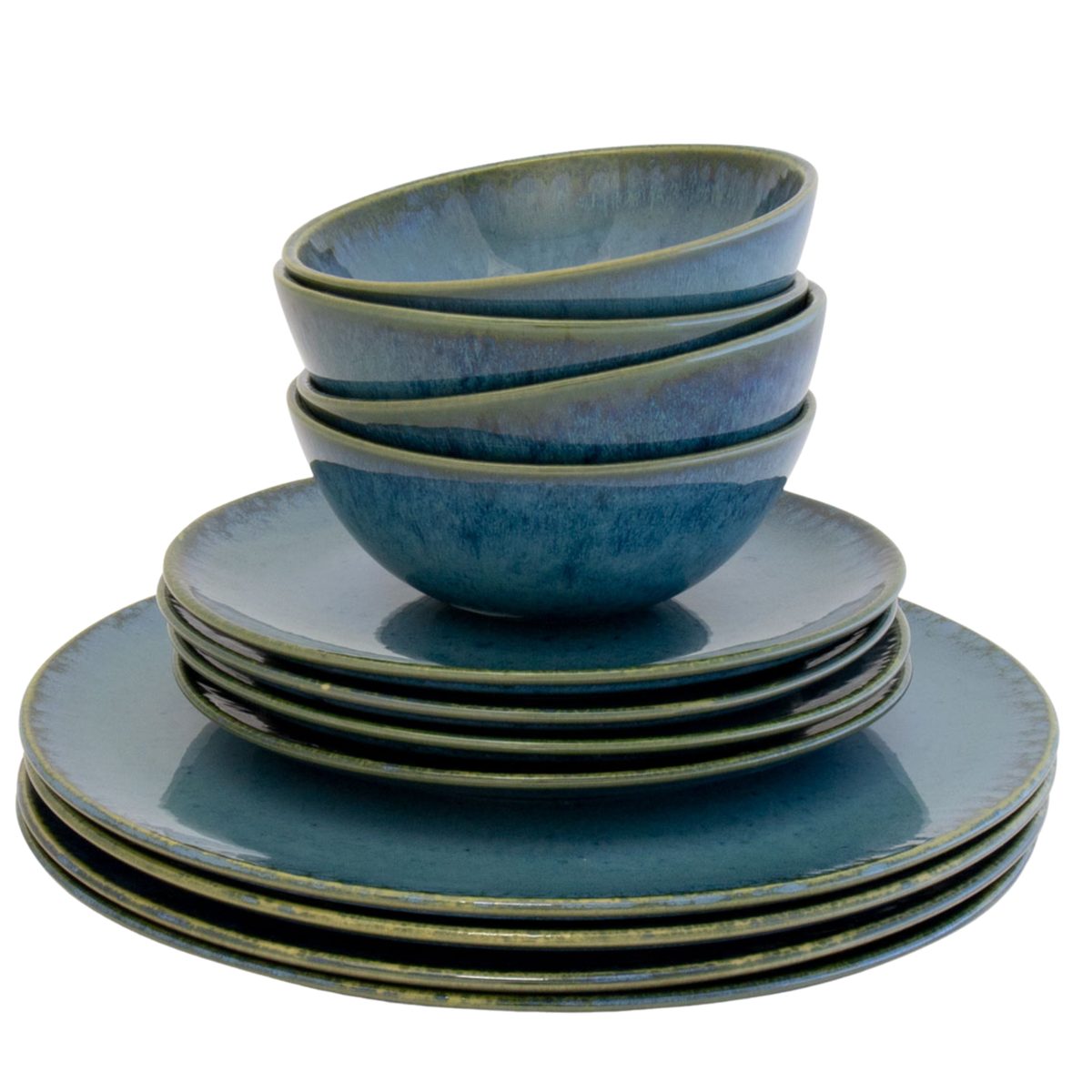 Geschirr Set Creme 12-teilig für 4 Personen – Große, Kleine Teller & Müsli Schalen | Amazonia Kollektion