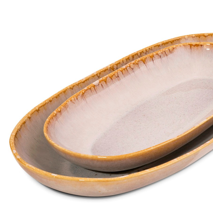 Große Servierplatten Keramik 2er Set blau – handgemachte Teller für Antipasti & Dinner | Amazonia Kollektion
