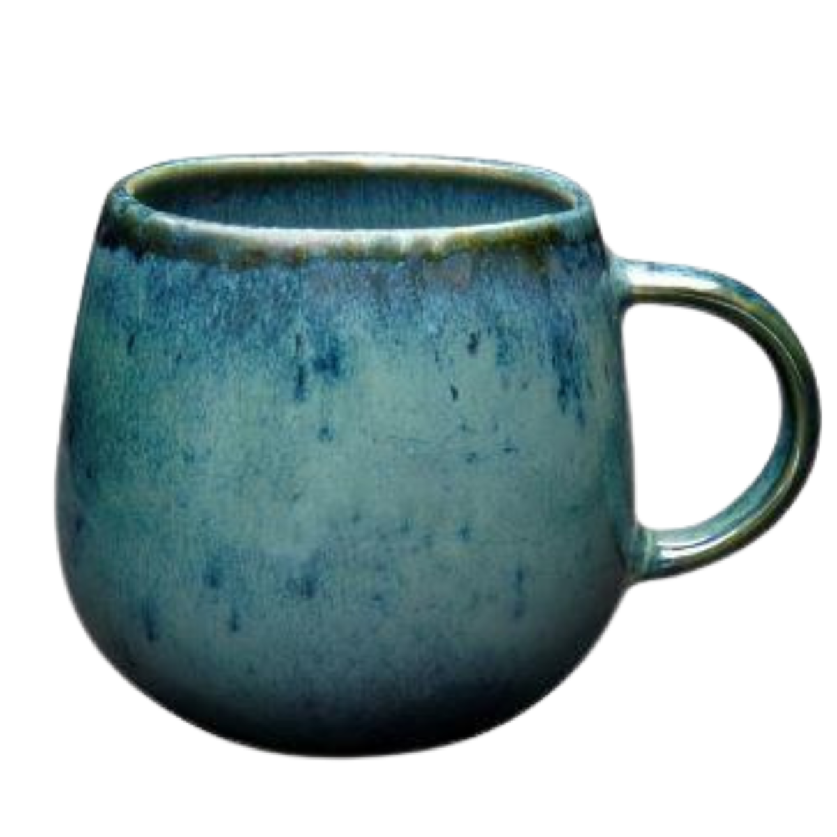 Keramik Kaffeetasse Amazonia groß Grün I Handgemachte Steingut Tasse 400 ml I 2 Stück