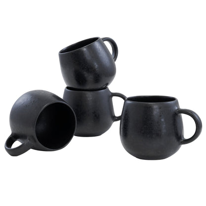 Black Stone Keramik Tasse groß Schwarz I 4 Stück