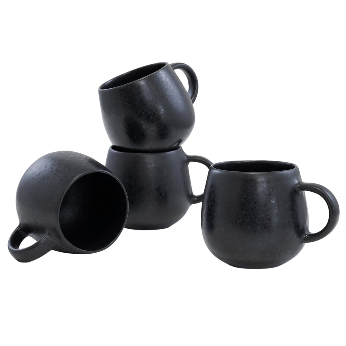 Black Stone Keramik Tasse groß Schwarz I 2 Stück