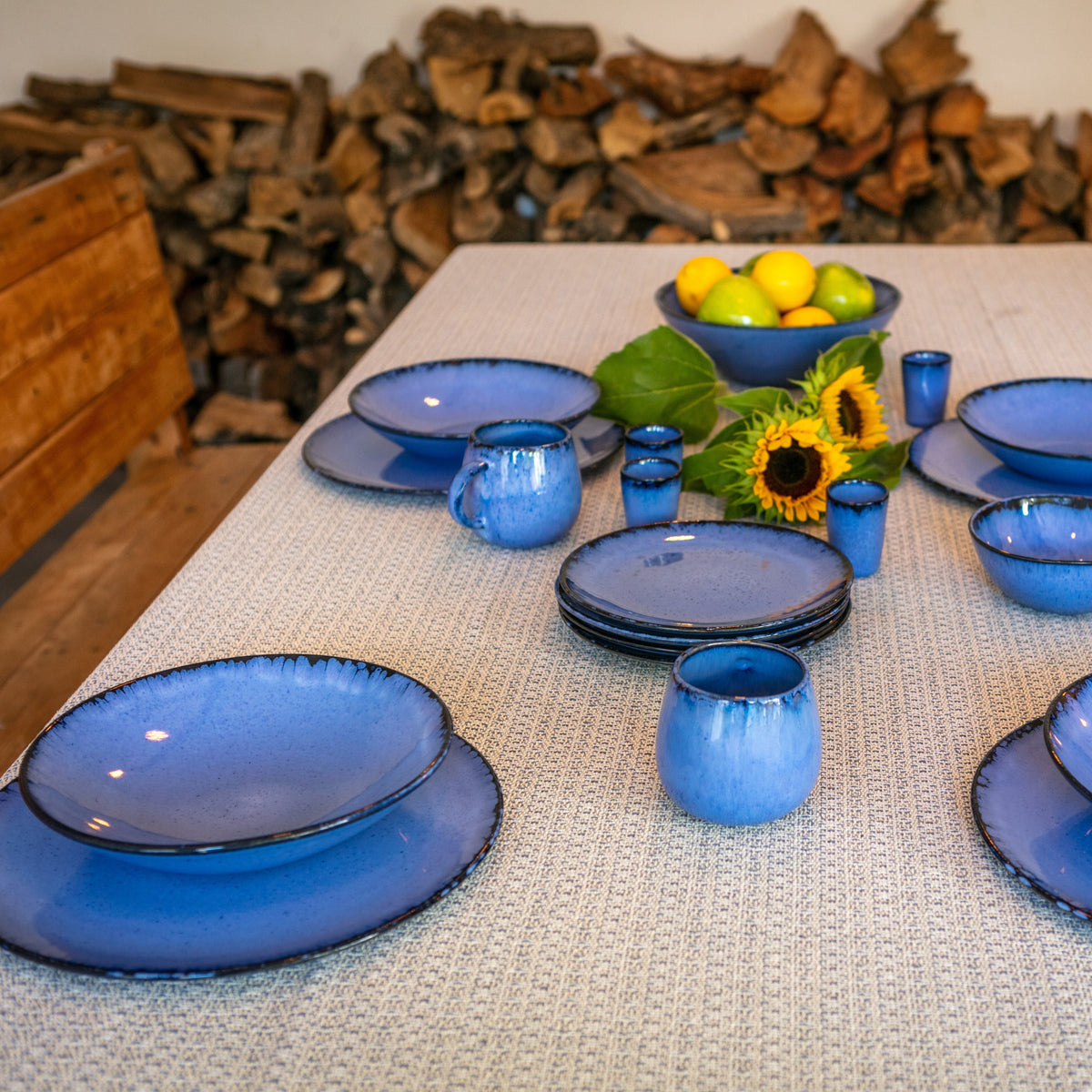 BLAUES KERAMIK GESCHIRR SET