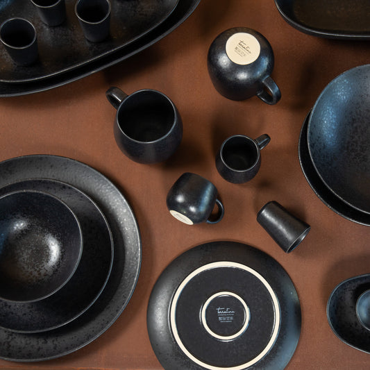 Black Stone Schale klein Schwarz I 4 Stück